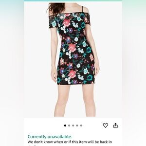 Guess One Shoulder Black Floral Dress